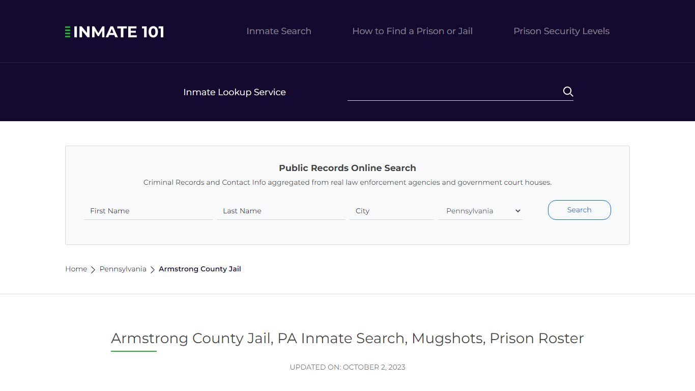 Armstrong County Jail, PA Inmate Search, Mugshots, Prison Roster